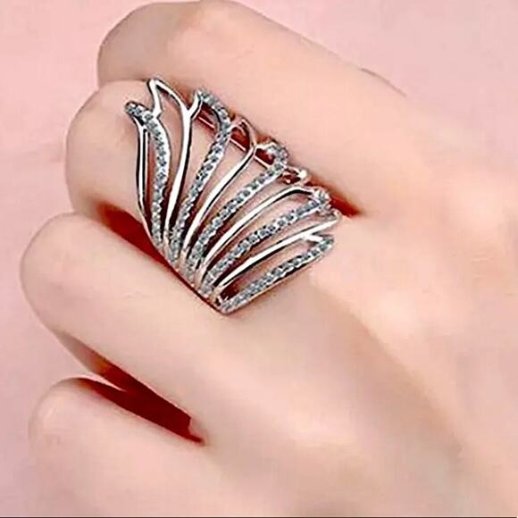 Sterling Silver Resizable Angel Wing Ring - Picture 2 of 4